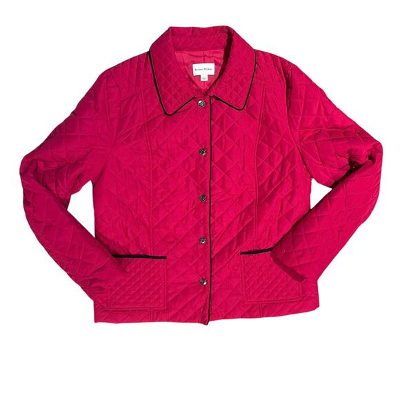 Studio Works Woman’s Red Quilted Button up Jacket - Size Large - Picture 1 of 3
